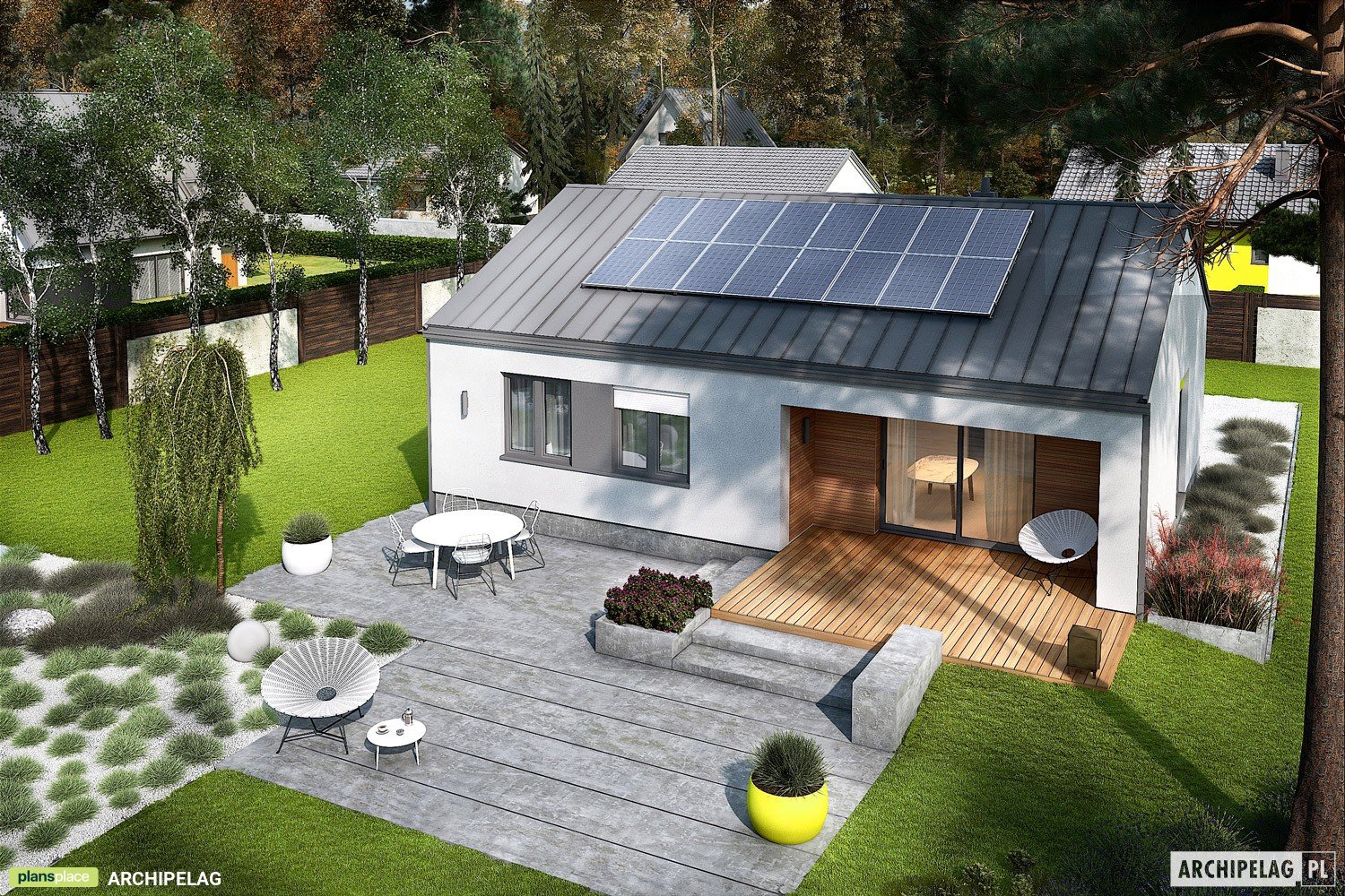 3-Bedroom, 915 Sq Ft Modern House Plan with Walk-in Pantry