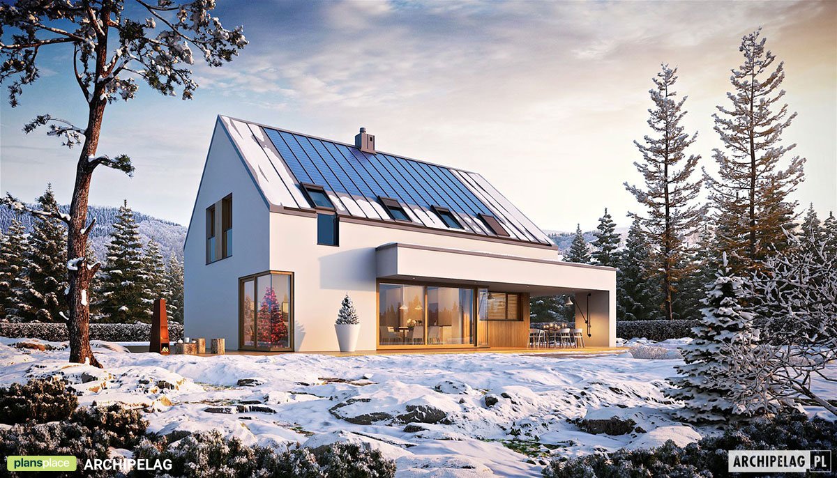 Proiect de casa parter cu mansardă 203 m²: 3 Dormitoare, Birou, 3 Bai, Bucatarie deschisa, Garaj
