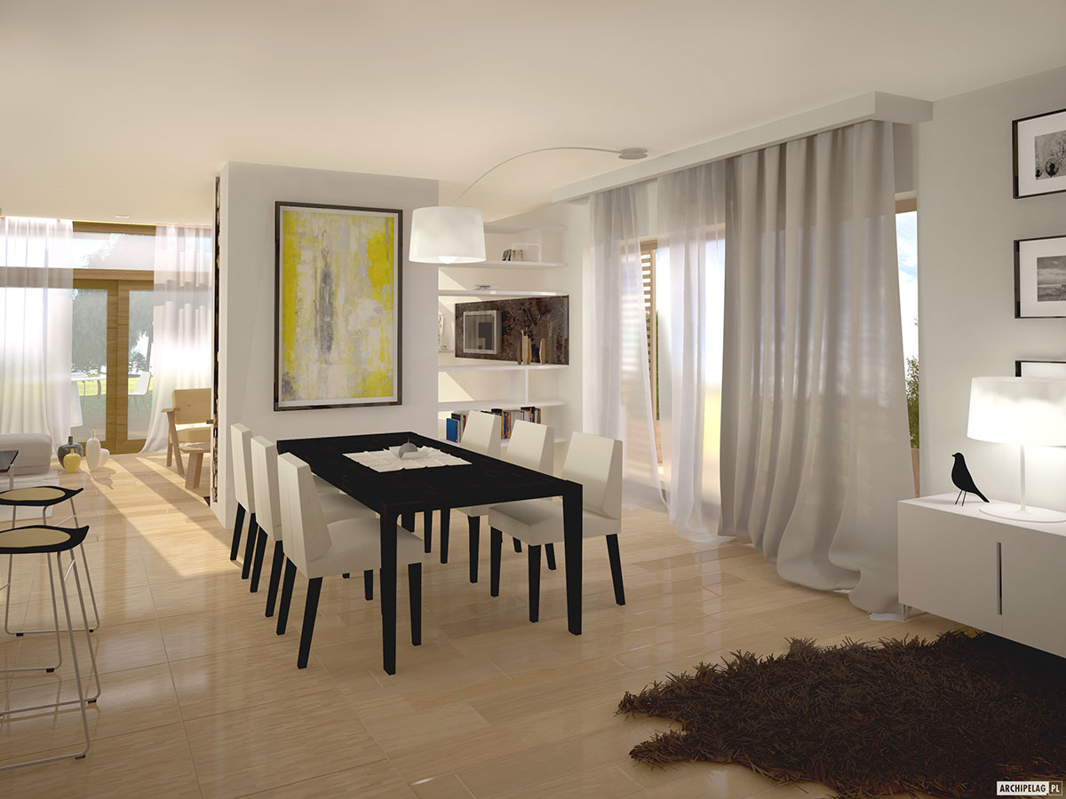 Contemporary Home Plan with Large Windows and Home Office