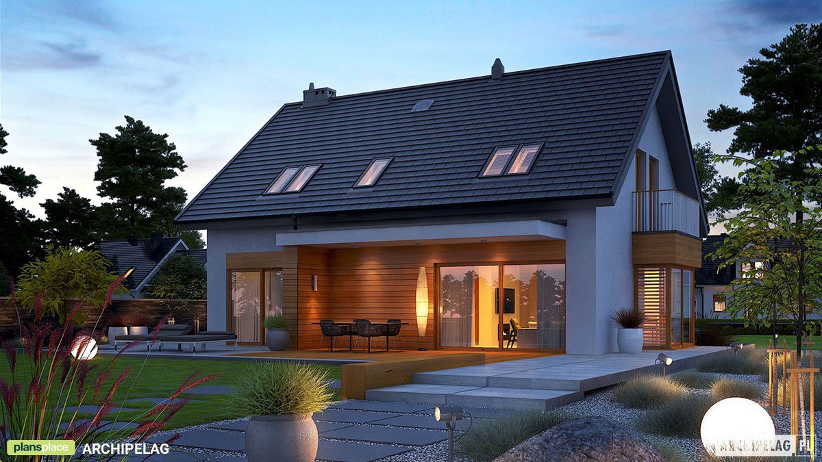 1700 Sq Ft House Plan with Bay Window and 2-Car Garage