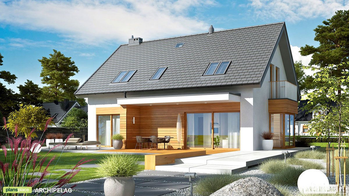 1700 Sq Ft House Plan with Bay Window and 2-Car Garage