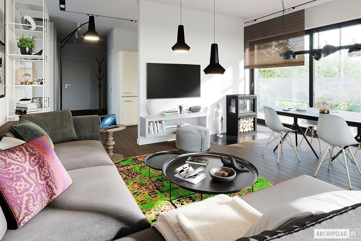 3-Bed, 1200 Sq Ft European Barnhouse Plan with Large Windows