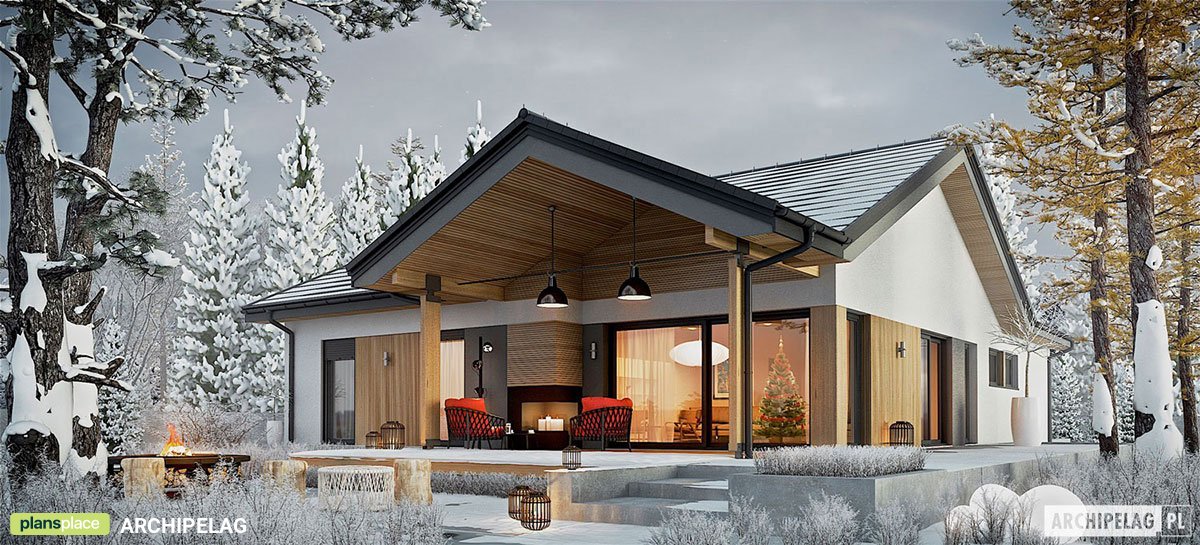 L-Shaped Single Level European House Plan with 2-Car Garage