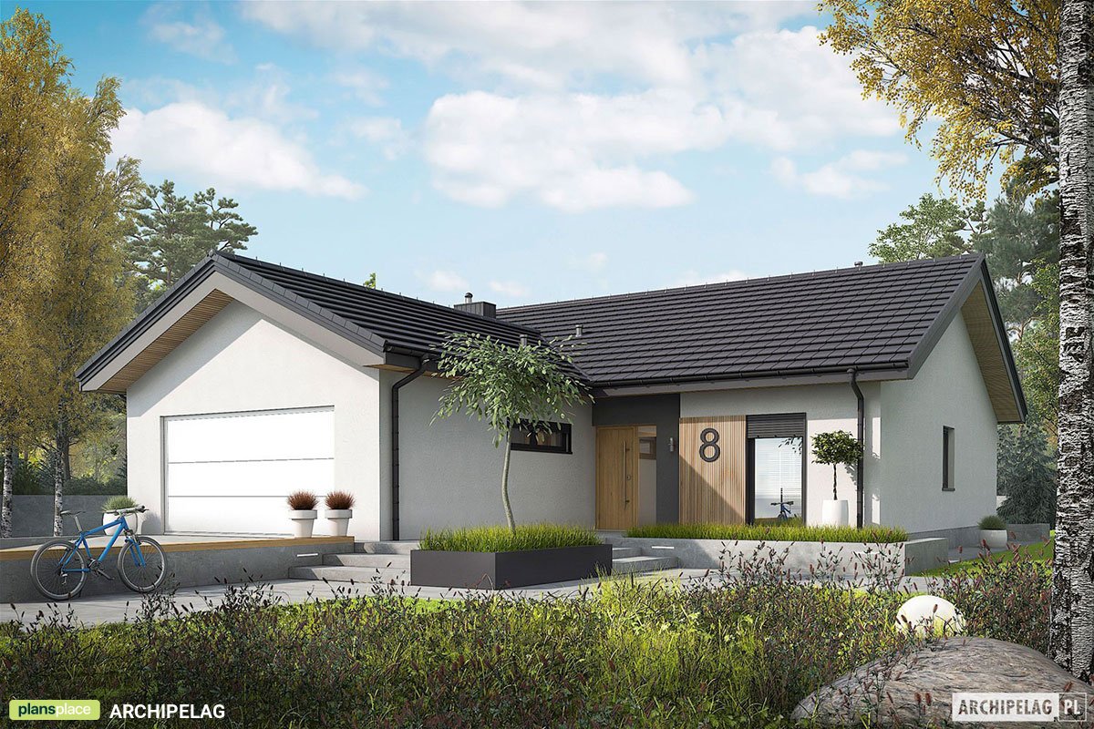 L-Shaped Single Level European House Plan with 2-Car Garage