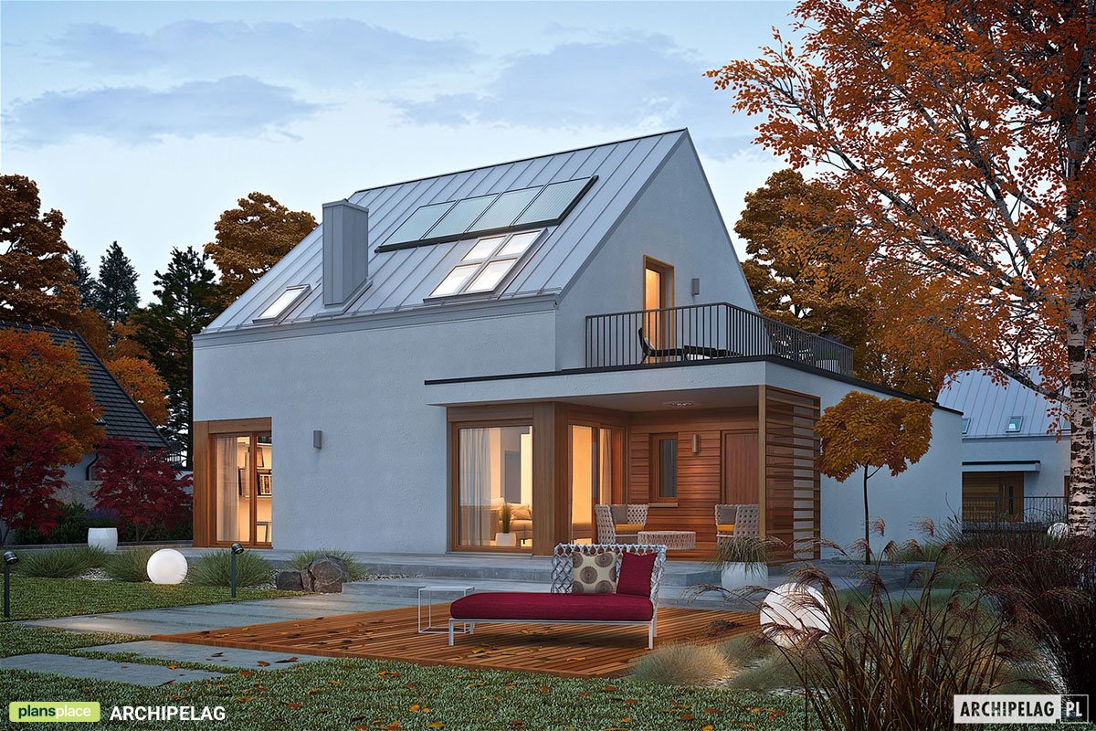 1200 Sq Ft 1.5-Story House Plan with Rooftop Deck above Garage