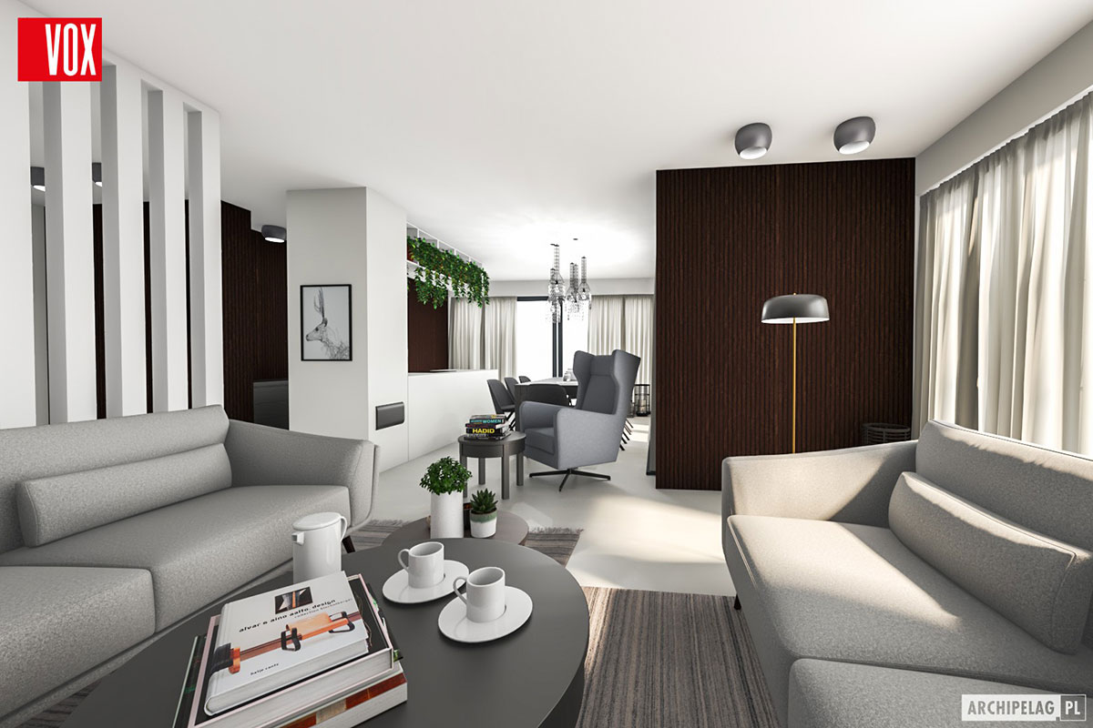 Proiect de casa cu etaj 133 m²: 3 Dormitoare, 3 Bai, Bucatarie deschisa, fara Garaj