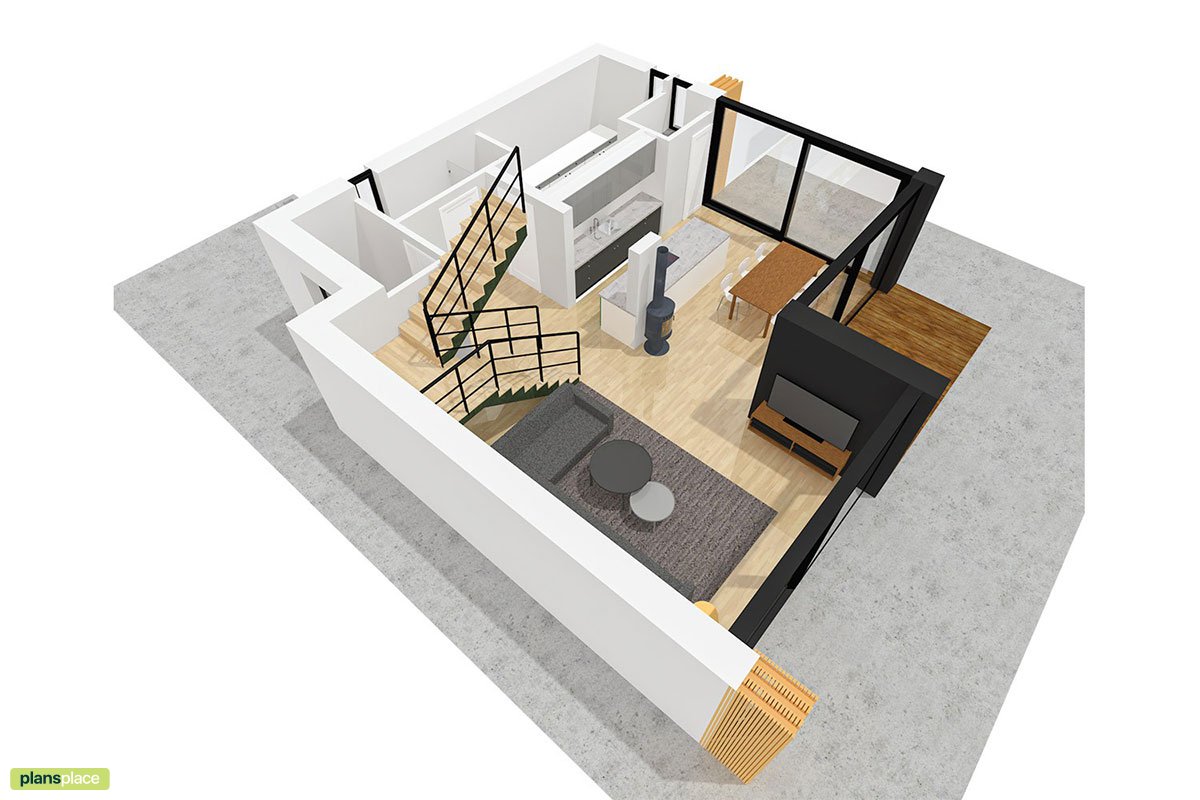 Proiect de casa cu etaj 133 m²: 3 Dormitoare, 3 Bai, Bucatarie deschisa, fara Garaj