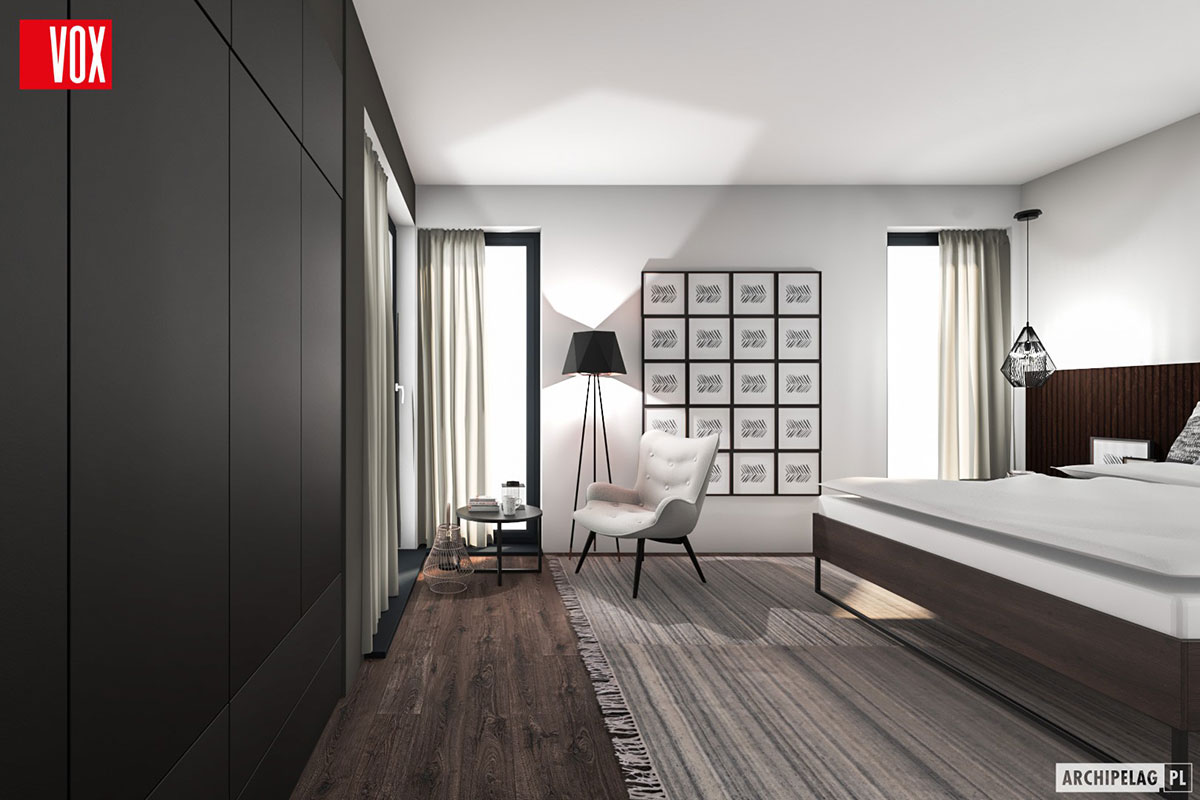Proiect de casa cu etaj 133 m²: 3 Dormitoare, 3 Bai, Bucatarie deschisa, fara Garaj
