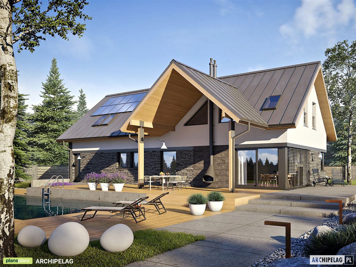 House Plan with Covered Porch and Indoor-Outdoor Fireplace