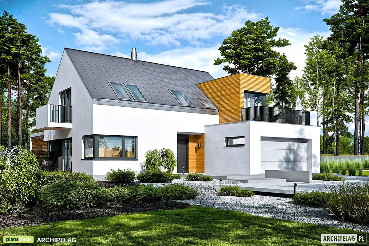 2-Story Contemporary Home Plan with 2-Car Garage and Office