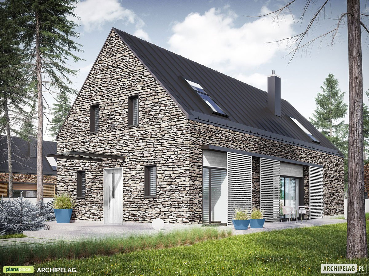 House without Garage with Fireplace in Center of Family Room