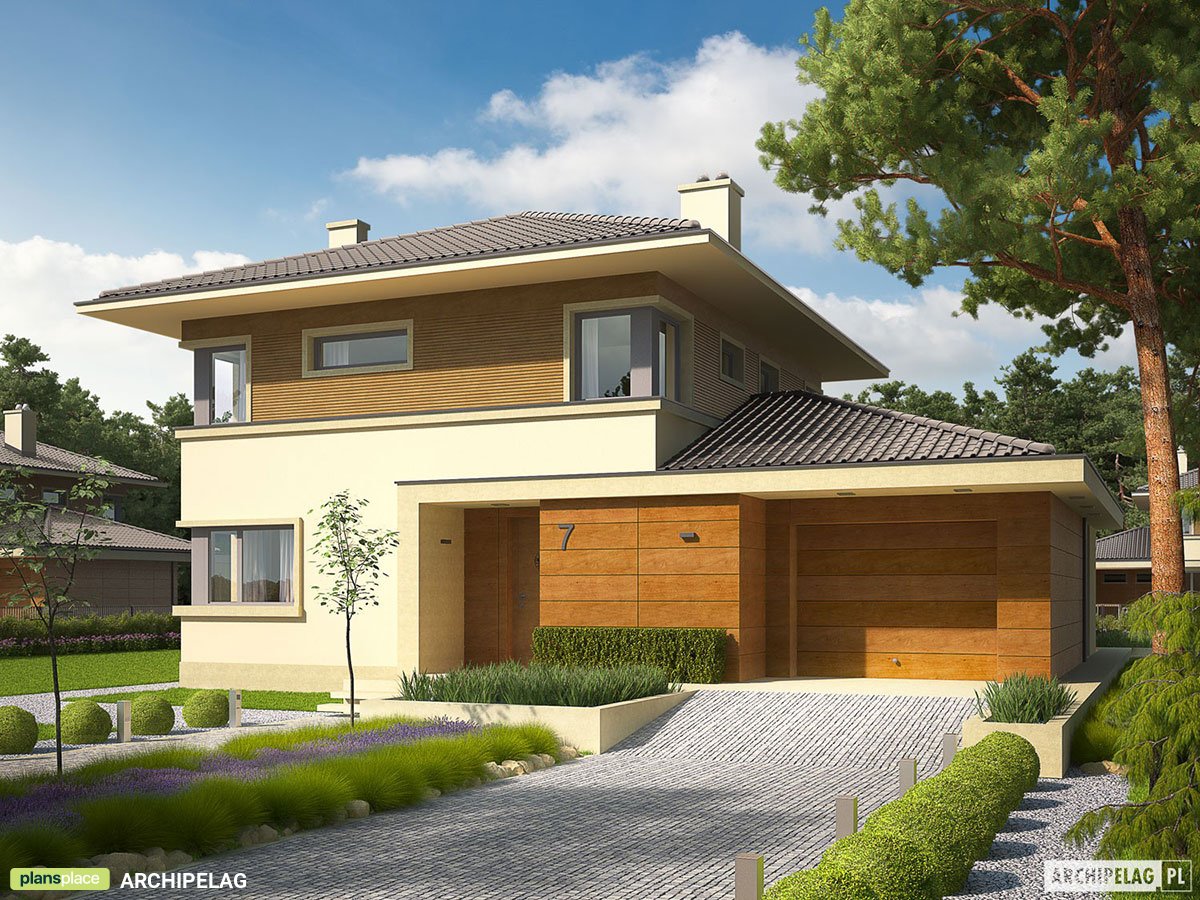 2-Story House Plan with 3 Beds Upstairs and Home Office