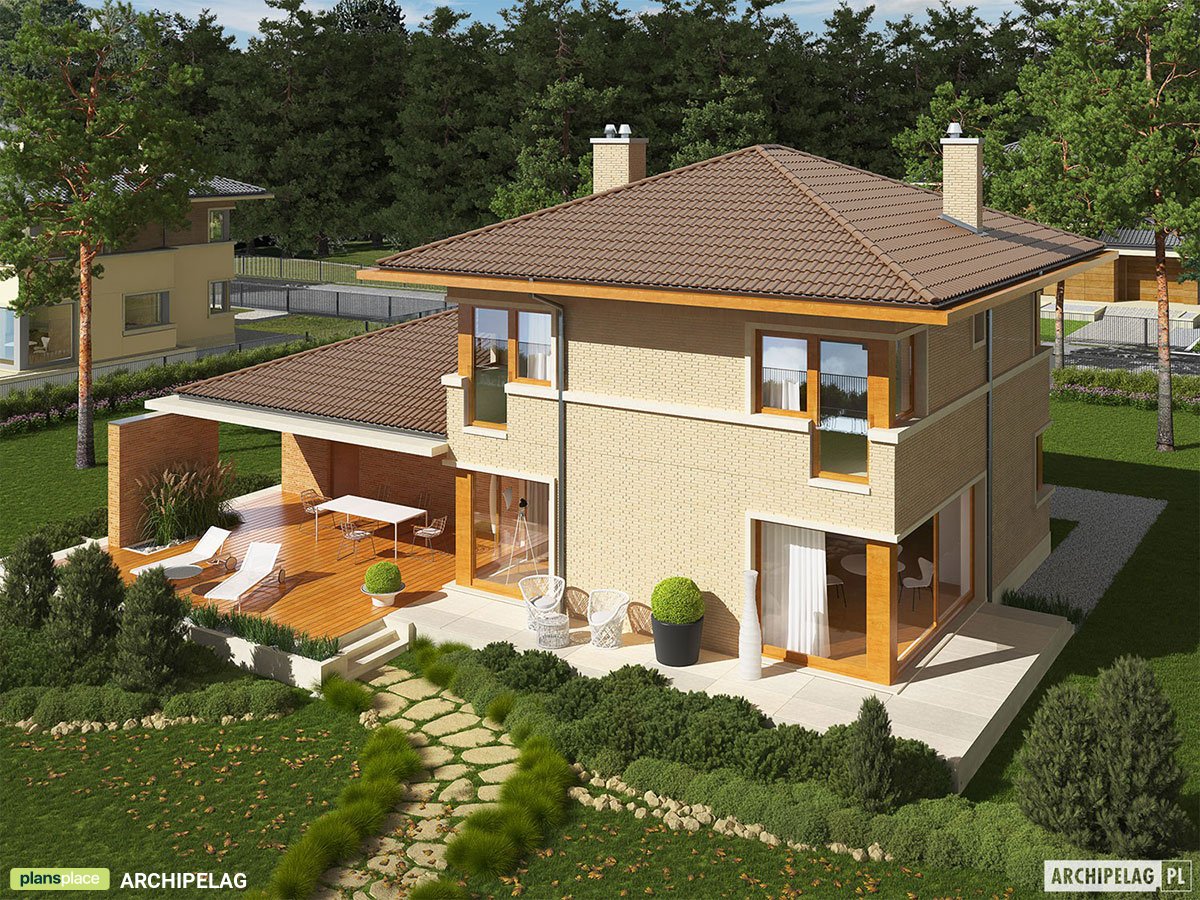 European House with Open Floor Plan and Corner Fireplace