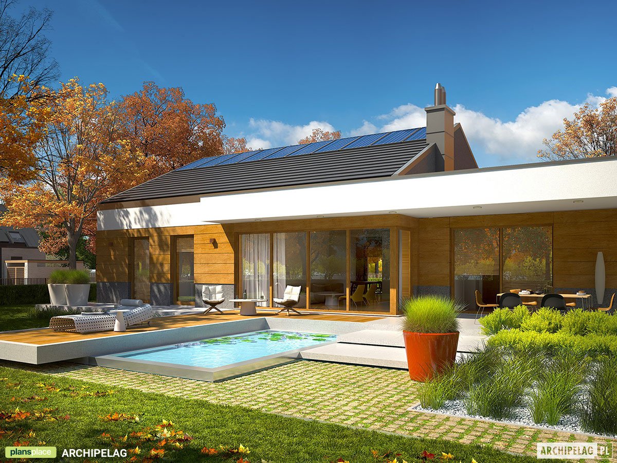 House Plan with Clustered Bedrooms and Fireplace in Home Office