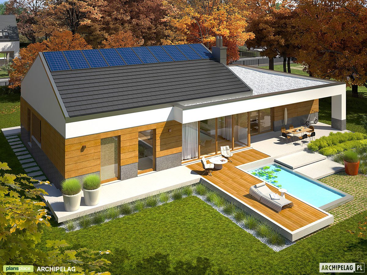 House Plan with Clustered Bedrooms and Fireplace in Home Office