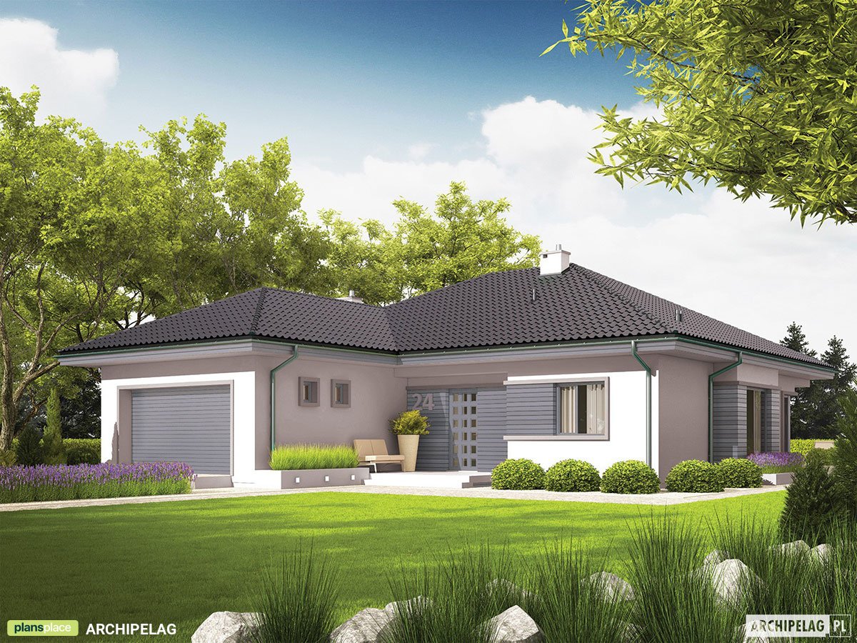 1300 Sq Ft L-Shaped House Plan with 2-Car Garage and 3 Beds