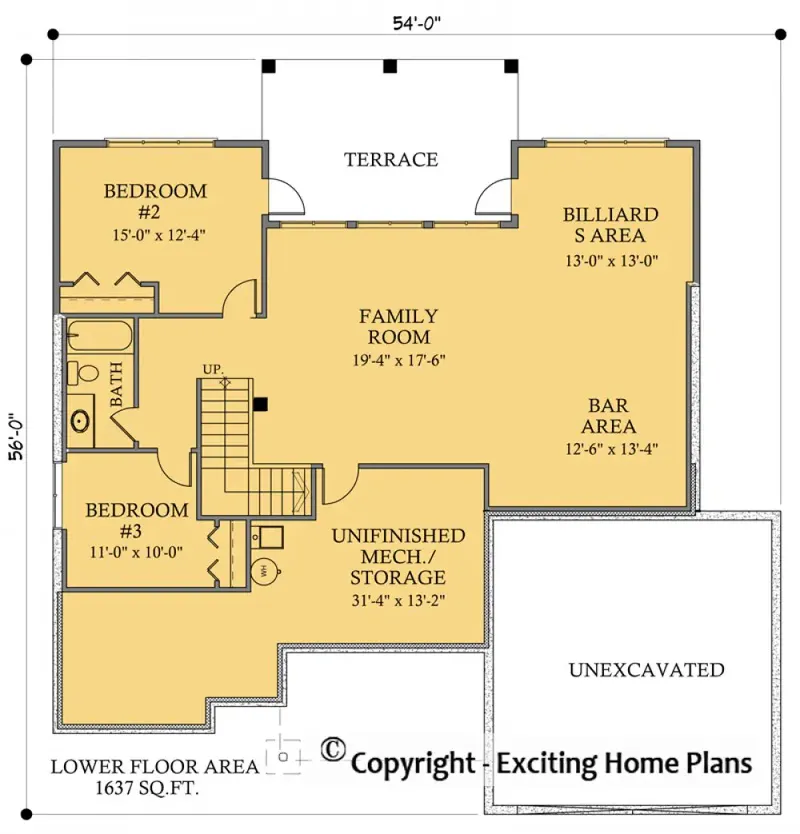 Subsol 6 – Proiect de casa parter 348 m², 3 Dormitoare — 41307R