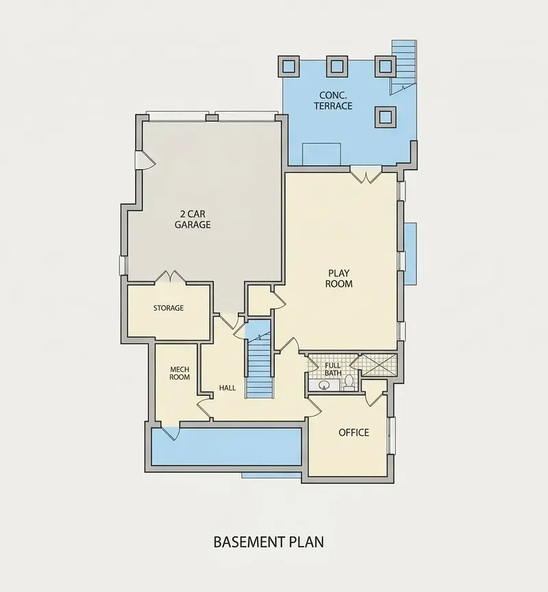 Subsol 7 – Proiect de casa parter cu mansardă 295 m², 4 Dormitoare — 70856R