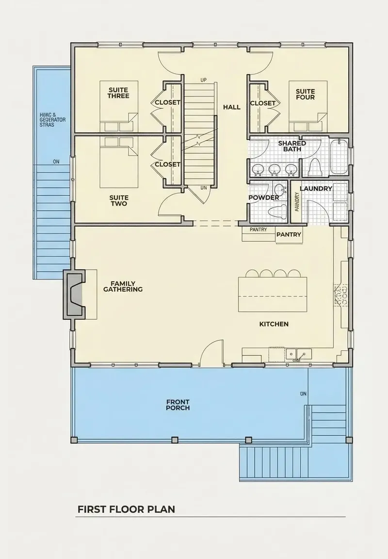 Parter 11 – Proiect de casa cu 2 etaje 121 m², 4 Dormitoare — 94231R