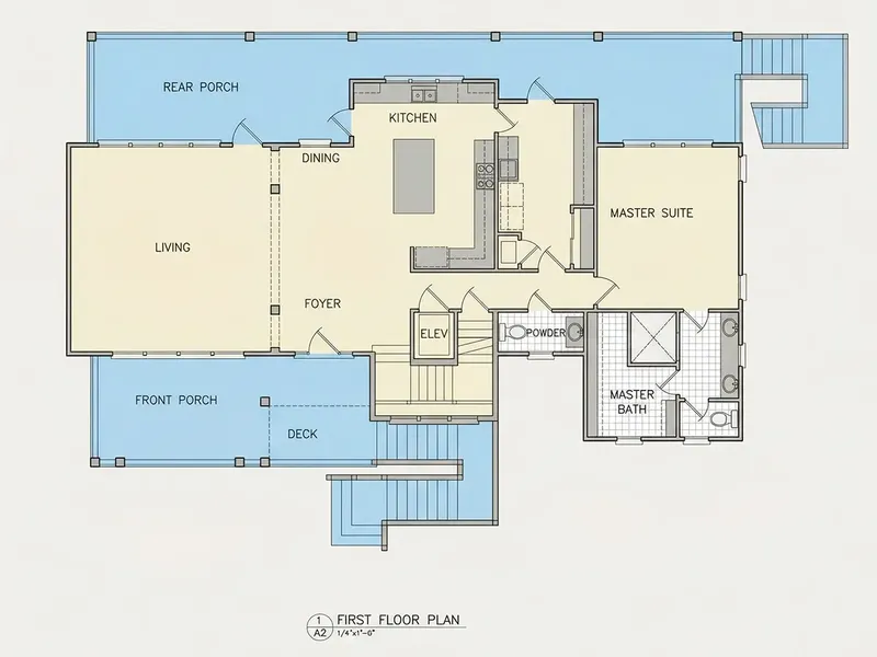 Parter 9 – Proiect de casa cu 2 etaje 341 m², 5 Dormitoare — 96890R