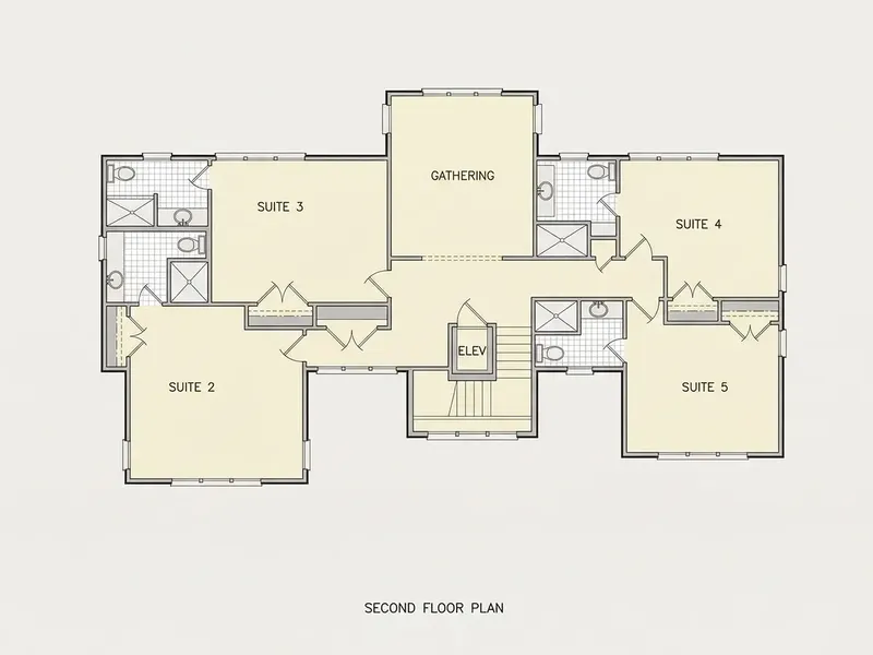 Etaj 1 10 – Proiect de casa cu 2 etaje 341 m², 5 Dormitoare — 96890R