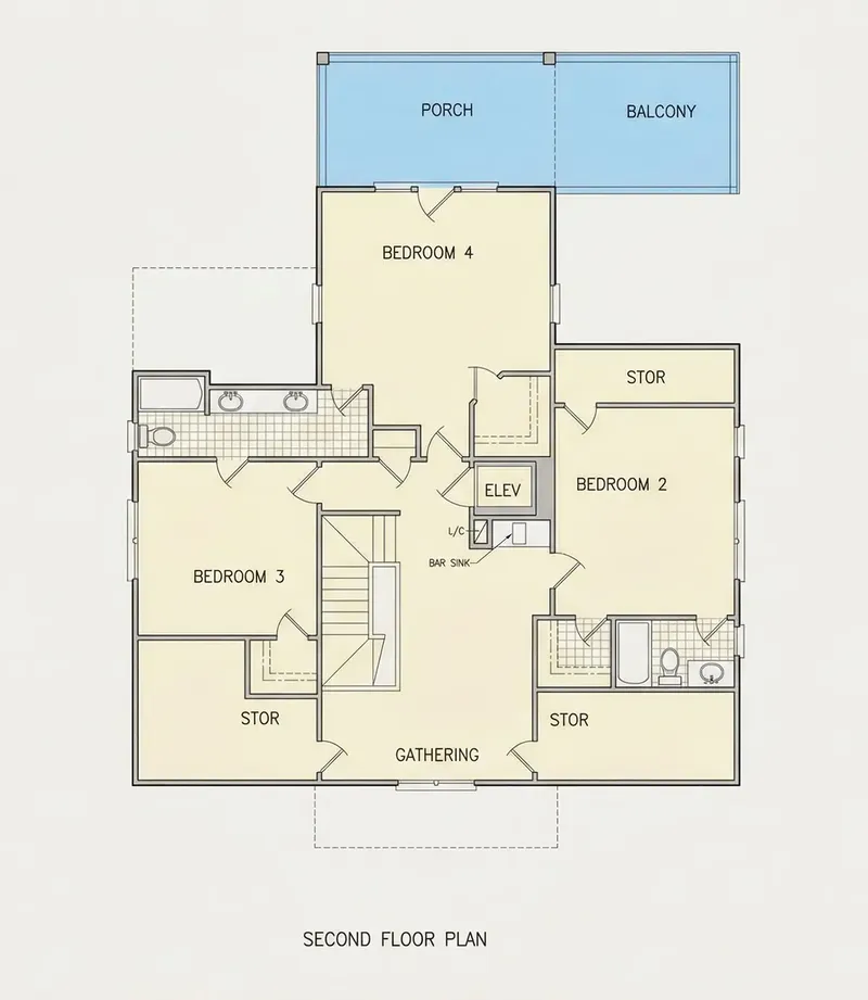 Etaj 1 26 – Proiect de casa cu 2 etaje 306 m², 4 Dormitoare — 47749R