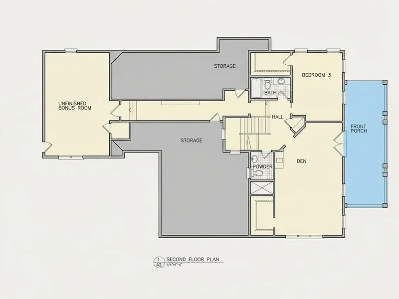 Etaj 1 12 – Proiect de casa cu etaj 396 m², 3 Dormitoare — 68310R