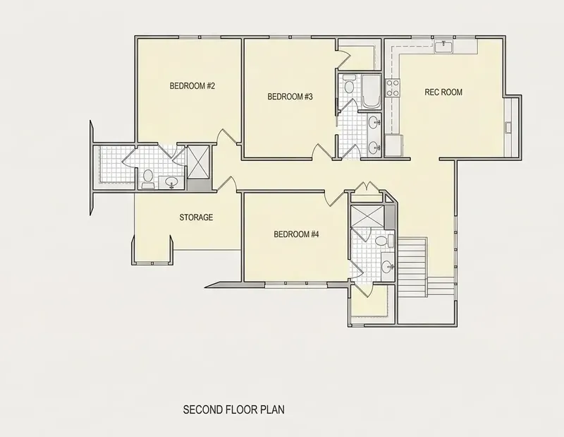 Etaj 1 22 – Proiect de casa parter cu mansardă 398 m², 4 Dormitoare — 43606R