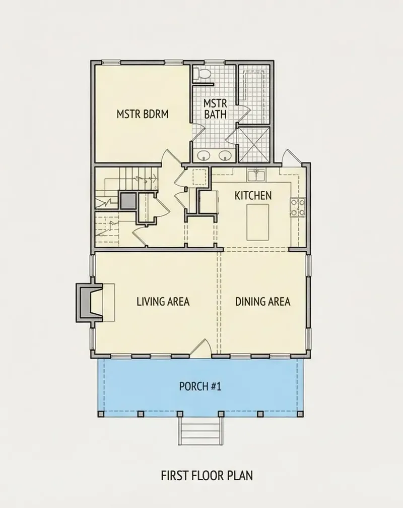 Parter 9 – Proiect de casa parter cu mansardă 158 m², 3 Dormitoare — 52914R