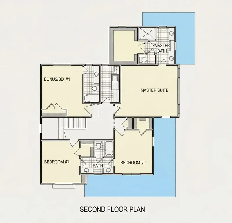 Etaj 1 10 – Proiect de casa cu etaj 164 m², 5 Dormitoare — 44546R