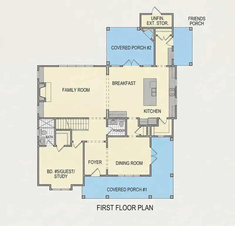 Parter 9 – Proiect de casa cu etaj 164 m², 5 Dormitoare — 44546R