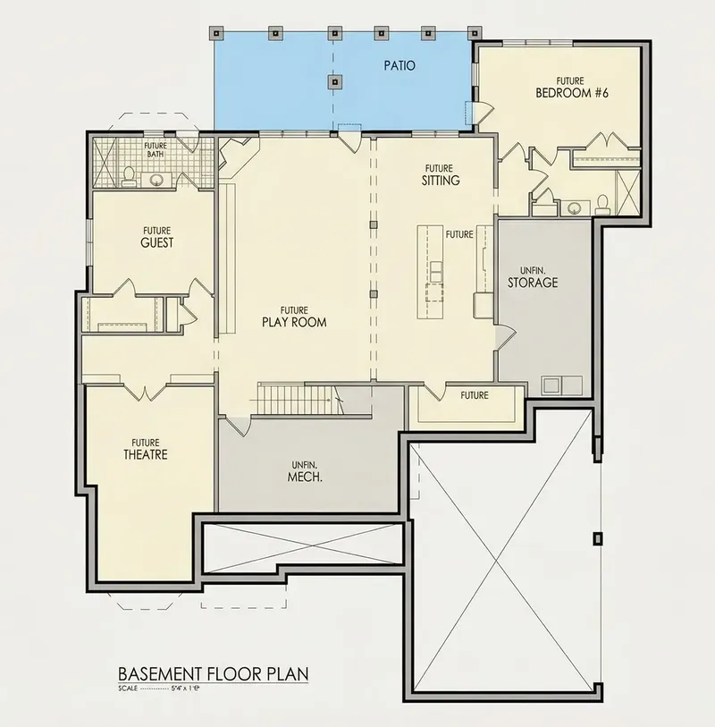 Subsol 8 – Proiect de casa parter cu mansardă 698 m², 6 Dormitoare — 84878R