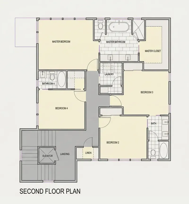 Etaj 1 26 – Proiect de casa cu 2 etaje 351 m², 5 Dormitoare — 70598R