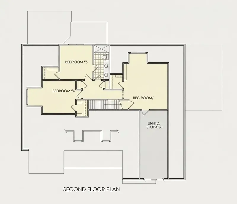 Etaj 1 23 – Proiect de casa parter cu mansardă 281 m², 4 Dormitoare — 59002R