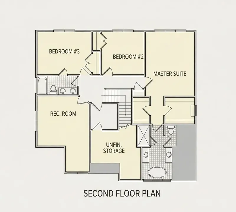 Etaj 1 9 – Proiect de casa cu etaj 223 m², 4 Dormitoare — 46774R