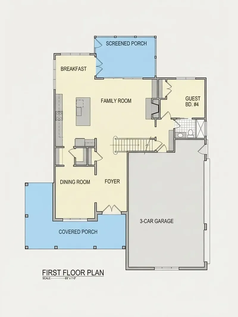 Parter 9 – Proiect de casa cu 2 etaje 293 m², 5 Dormitoare — 54803R