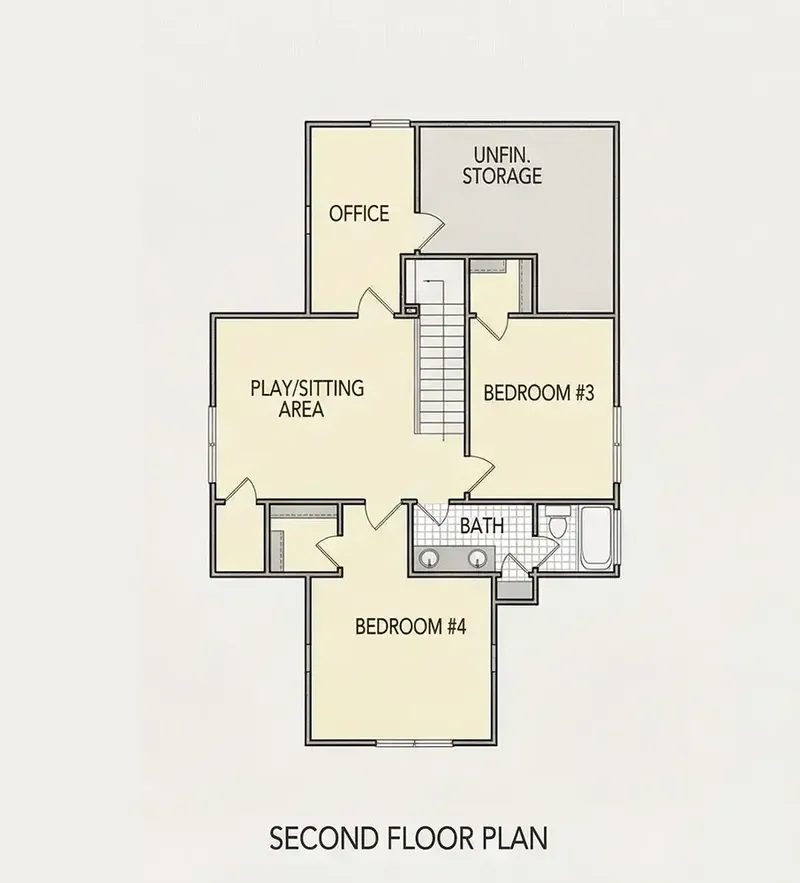 Etaj 1 21 – Proiect de casa parter cu mansardă 235 m², 4 Dormitoare — 88702R